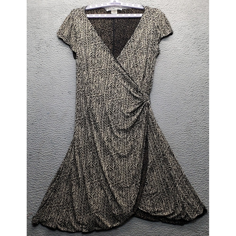 Max Studio Wrap Dress Womensโ 3X Multi Stretch Cap-Sleeve Side Ruched Made USA
